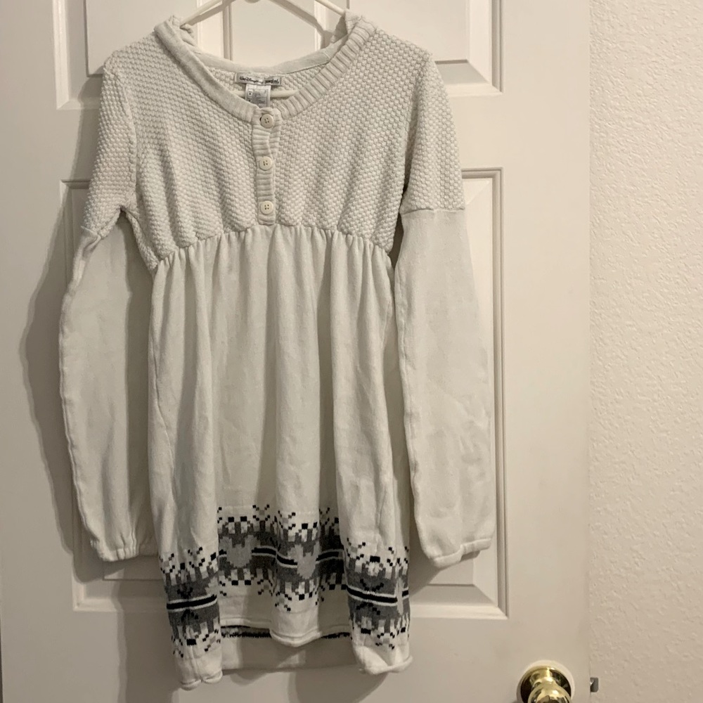 Disney Parks Mickey Mouse Nordic White Hooded Sweater Dress | Medium